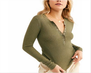 Exército Feminino Bloom Henley Verde Tamanho Médio da Free People