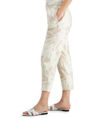 Calça feminina Alfani de linho com estampa floral, marrom, tamanho extragrande