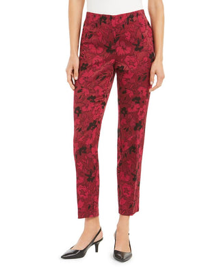 Calça Alfani Feminina Hollywood Waist Jacquard Slim Rosa Tamanho 2