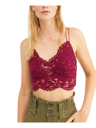 Sutiã íntimo feminino Free People com estampa floral elástica para o dia a dia, tamanho grande, vermelho