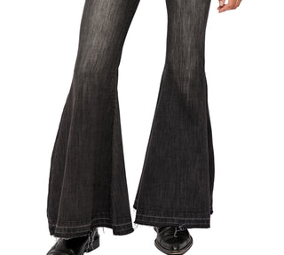 Calça jeans flare feminina insubstituível de cintura alta, preta, tamanho 31, da Free People