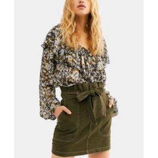 Calça feminina Splendor In The Grass Paperbag cintura verde tamanho 0 da Free People