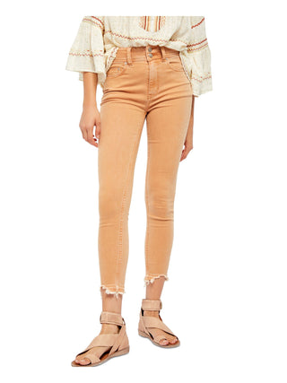 Calça jeans skinny infantil Camel Wild da Free People, tamanho 26, marrom camelo