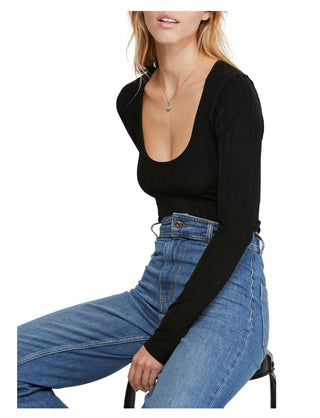 Camisa feminina Lucky You com decote redondo, tamanho grande, azul, da Free People