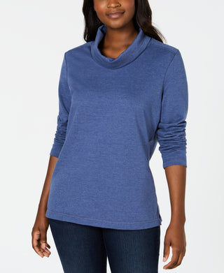 Karen Scott Camisa Feminina Manga Longa Gola Redonda Mesclada Azul Tamanho P