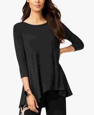 Blusa túnica feminina Alfani de malha alta e baixa, preta, tamanho XX-G