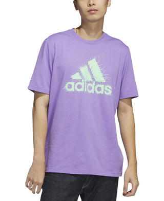 Camiseta masculina adidas com estampa de logo e manga curta roxa, tamanho extragrande