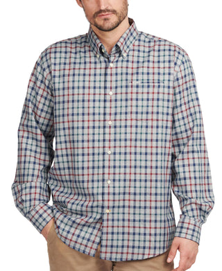 Camisa Barbour Masculina Tailored Fit Xadrez Thermo Tech com Botões Cinza Tamanho Médio