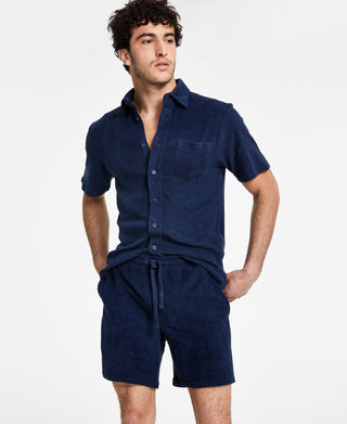 Sun + Stone Shorts Masculino French Terry Azul Tamanho Pequeno