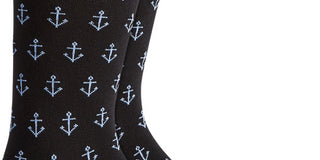 Meias Club Room Anchor Crew Masculinas Pretas Tamanho 10-13