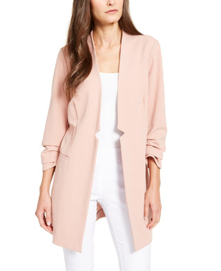 Blazer Alfani Feminino com Mangas Franzidas e Frente Aberta, Rosa, Tamanho Grande