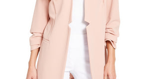 Blazer Alfani Feminino com Mangas Franzidas e Frente Aberta, Rosa, Tamanho Grande