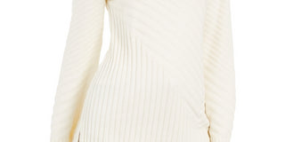 Suéter feminino Charter Club com gola alta e costura mista, tamanho médio, branco