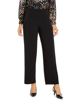 Calça feminina Alfani de malha com perna larga, preta, tamanho pequeno e pequeno