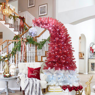 FT Hinged Fir Artificial Bent Top Christmas Tree – Santa Hat Style