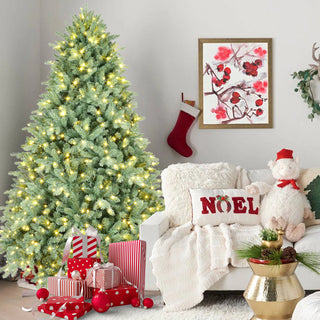 4FT Blue-Green Pre-Lit Christmas Tree with 150 Warm White LED Lights – Lush