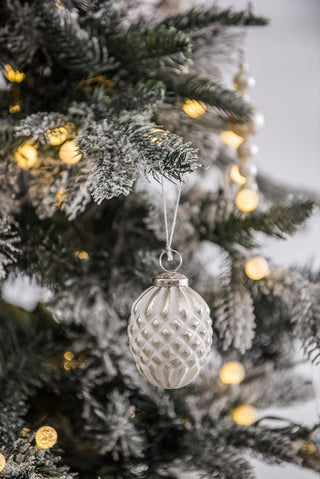 Set of 12-White Glass Ornaments – Elegant Decorative Hanging Christmas Tree Set