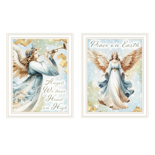 Trendy Decor 4U 2-Piece Vignette “Angels We Have Heard on High” White Framed Wall Art by Nicole DeCamp