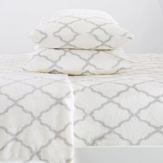 4-Piece Printed Plush Sheet - Velvet Luxe Lattice Collection