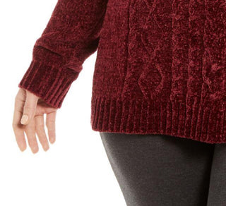 Karen Scott Suéter Feminino Plus Chenille em Tricô com Cabo Merlot Tamanho 1X