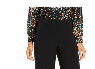 Calça feminina Alfani de malha com perna larga, preta, tamanho pequeno médio