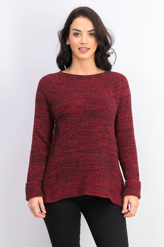 Suéter feminino de malha mesclada Petite Style & Co, tamanho pequeno, vermelho