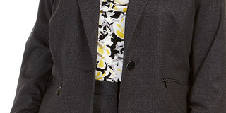 Blazer feminino plus size Kasper com um botão, cor carvão, tamanho 18