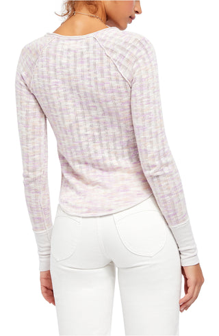 Camisa de malha feminina Spaced Out da Free People, rosa, tamanho grande