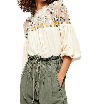 Blusa feminina de segunda-feira da Free People, bege, tamanho grande
