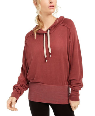 Moletom com capuz e cordão feminino Free People, marrom, tamanho XS