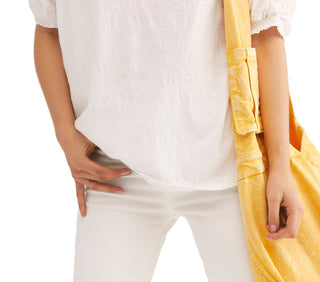 Blusa feminina Free People Fever Dream com decote dividido, branca, tamanho pequeno