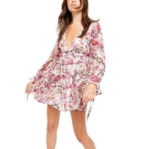 Vestido floral em camadas Closer To The Heart da Free People para mulheres, rosa, tamanho pequeno