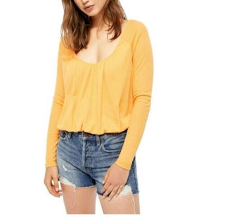 Blusa térmica feminina Bondi da Free People, amarela, tamanho grande