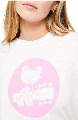 Camiseta feminina Woodstock Clarity Cotton Blend da Free People, branca, tamanho grande