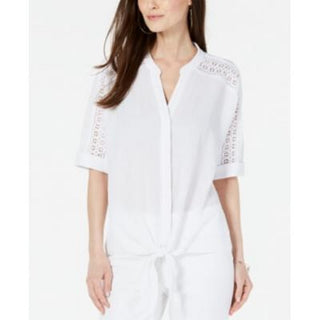 Top Alfani Feminino com Laço e Amarração Frontal, Branco, Tamanho Pequeno Médio