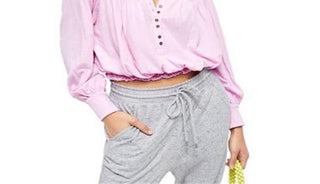 Blusa Prarie Henley Feminina Free People Rosa Tamanho G