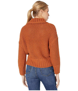 Suéter feminino de manga comprida e gola alta Free People, marrom, tamanho médio