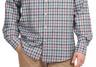 Camisa Barbour Masculina Tailored Fit Xadrez Thermo Tech com Botões Cinza Tamanho Médio