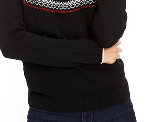 Suéter feminino metálico Fair Isle Family Charter Club, preto, tamanho pequeno