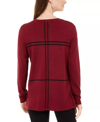 Suéter Alfani Feminino com Estampa de Grade Vermelho Tamanho XXG