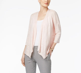 Cardigan feminino Alfani de linho com abertura frontal, tamanho natural grande