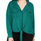 Blusa feminina com amarração frontal, verde, tamanho 2X, da INC International Concepts