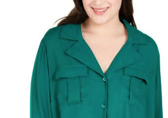 Blusa feminina com amarração frontal, verde, tamanho 2X, da INC International Concepts