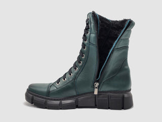Helios - Botas femininas de couro forradas com pele de Medusa