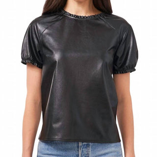 1.State - Camisa de couro sintético com acabamento em babados