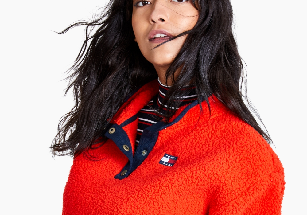 tommy-jeans-men-blue-fleece-mock-neck-top-size-l