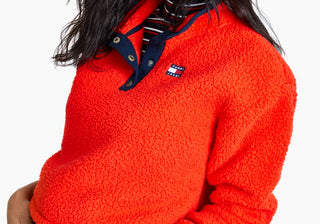 Tommy Jeans Masculino Azul Fleece Moletom Gola Moletom Tamanho G