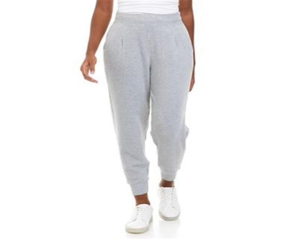 Calça de corrida feminina Calvin Klein com cós alto canelado e puxador cinza, tamanho grande