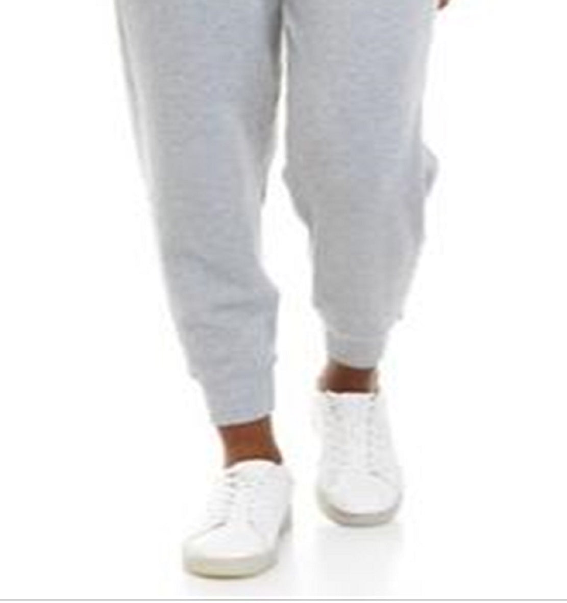 Calça de corrida feminina Calvin Klein com cós alto canelado e puxador cinza, tamanho grande