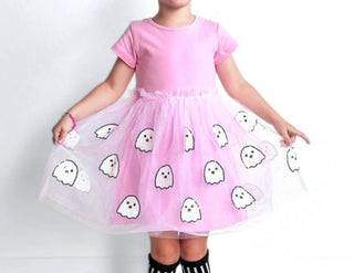 Sweet Wink - Ghost Sequin Halloween Short Sleeve Tutu Dress